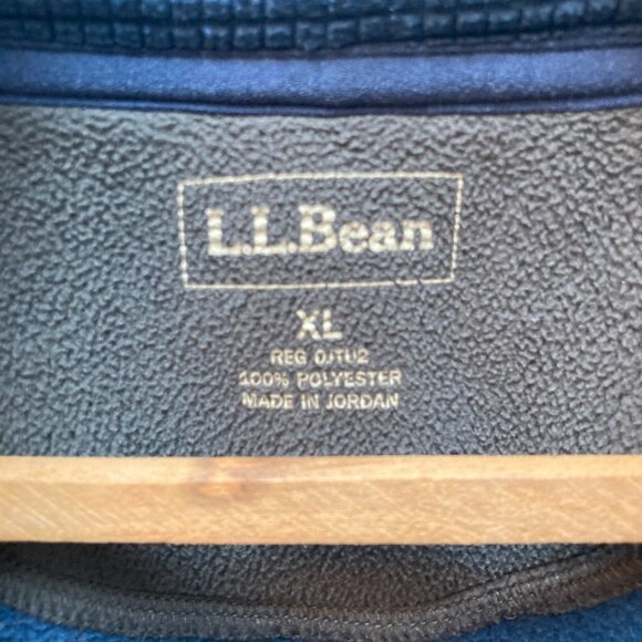 L.L Bean Medium Blue Fleece Lined 1/4 Zip Waffle Knit Pullover Shacket Size XL - Picture 3 of 7